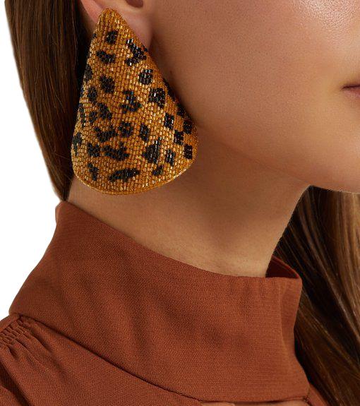 Rebecca De Ravenel beaded leopard earring