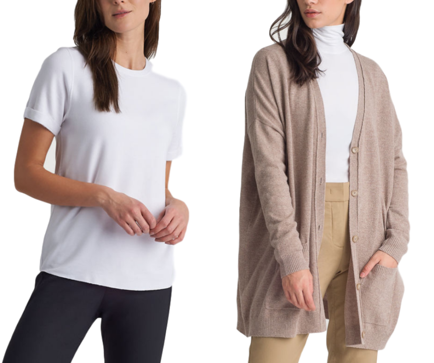 post pregnancy fashion essentials tee-shirt and cardigan